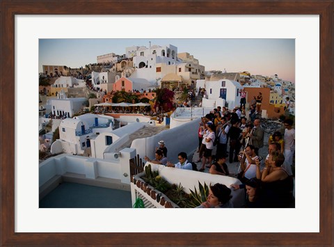 Framed Sunset and The Tourists, Oia, Santorini, Greece Print