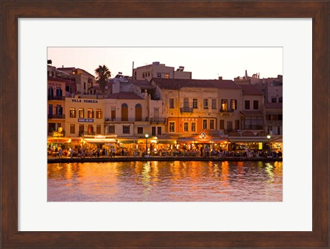 Framed Old Harbor, Chania, Crete, Greece Print
