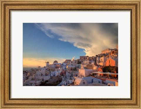 Framed Greece, Santorini, Oia, Colorful Buildings Print