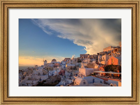 Framed Greece, Santorini, Oia, Colorful Buildings Print