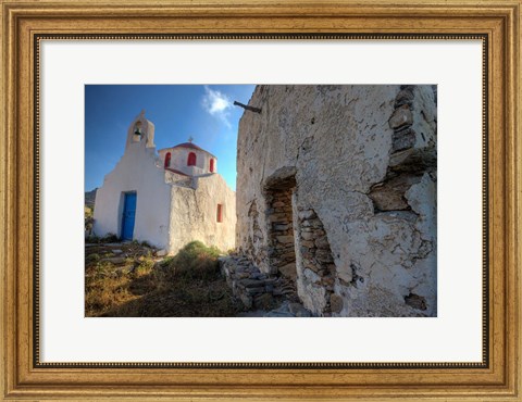 Framed Old building and Chapel in central island location, Mykonos, Greece Print