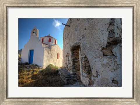 Framed Old building and Chapel in central island location, Mykonos, Greece Print