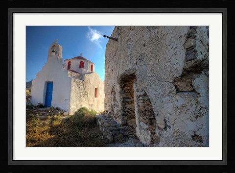 Framed Old building and Chapel in central island location, Mykonos, Greece Print