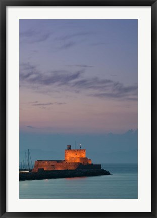 Framed Greece Rhodes, Mandraki, Agios Nikolaos Lighthouse Print