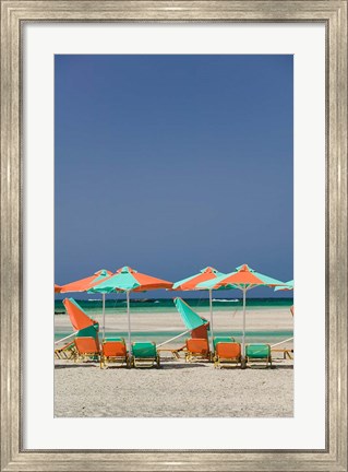Framed Greece, Crete, Hania, Elafonisi Beach Umbrellas Print