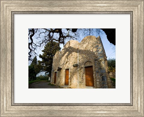 Framed Byzantine church near Kastelli, Church Ayios Panteleimon, Crete, Greece Print