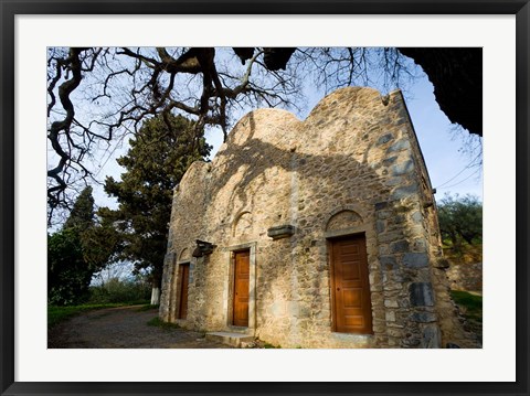 Framed Byzantine church near Kastelli, Church Ayios Panteleimon, Crete, Greece Print