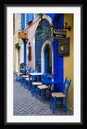 Framed Colorful Blue Doorway, Chania, Crete, Greece Print