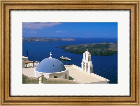 Framed Kimisis Theotokov Church, Thira, Santorini, Cyclades Islands, Greece Print