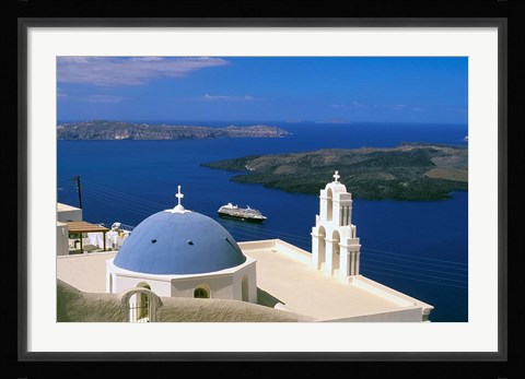 Framed Kimisis Theotokov Church, Thira, Santorini, Cyclades Islands, Greece Print