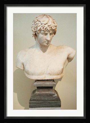 Framed Antinous Bust, Statue, Athens, Greece Print