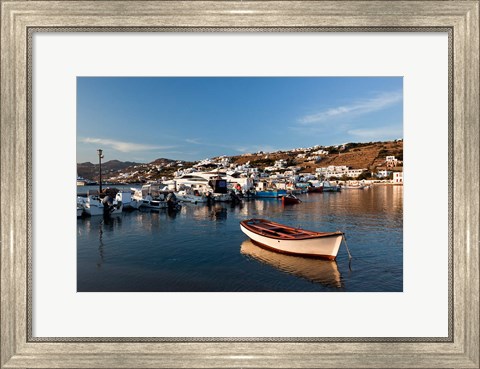 Framed Boats in harbor, Chora, Mykonos, Greece Print