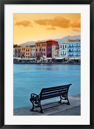 Framed Chania at dusk, Chania, Crete, Greece Print