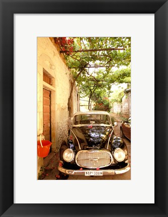 Framed Old Automobile Sedan, Kardamyli, Messina, Peloponnese, Greece Print