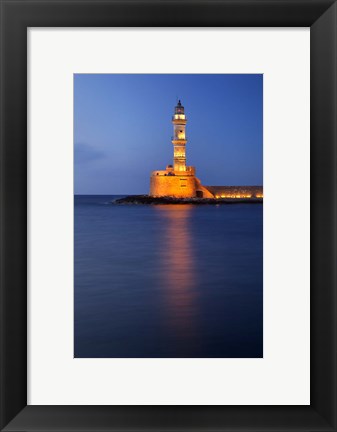 Framed Chania Lighthouse, Crete, Chania, Greece Print