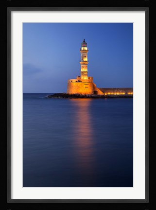 Framed Chania Lighthouse, Crete, Chania, Greece Print