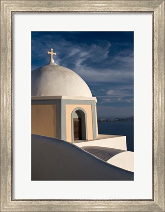 Framed Church Dome Against Sky, Santorini, Greece Print