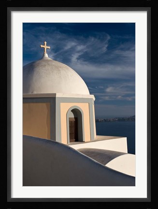 Framed Church Dome Against Sky, Santorini, Greece Print