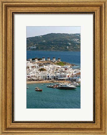 Framed Greece, Mykonos, Chora, Inner Harbor of Mykonos Print