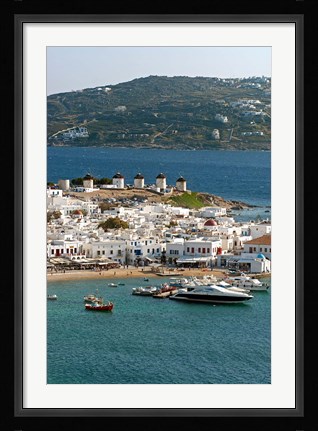 Framed Greece, Mykonos, Chora, Inner Harbor of Mykonos Print