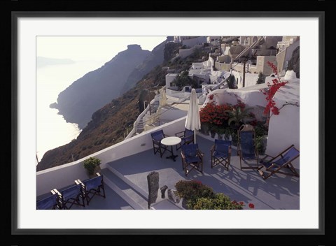 Framed Hotel Between Fira and Imerovigli, Greece Print