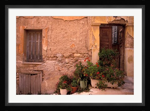 Framed Colorful Architecture on Anafiotika Hill, Athens, Greece Print
