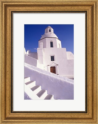 Framed White Architecture, Santorini, Greece Print