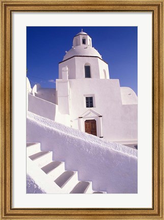 Framed White Architecture, Santorini, Greece Print