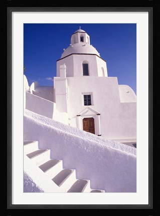 Framed White Architecture, Santorini, Greece Print