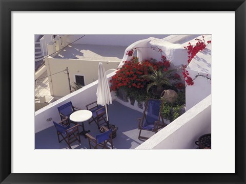 Framed Patio of Hotel Between Fira and Imerovigli, Greece Print