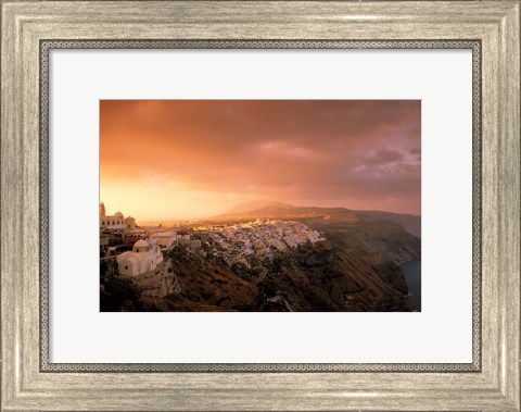 Framed Town View at Dawn, Thira, Santorini, Cyclades Islands, Greece Print