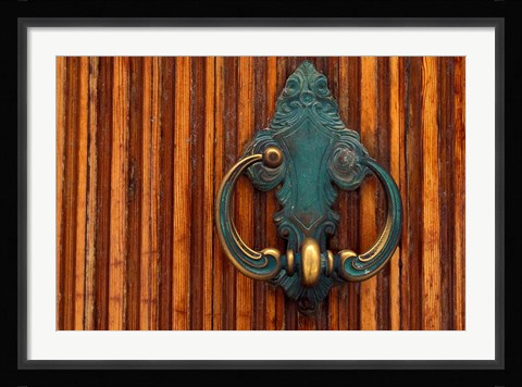 Framed Door Knocker, Santorini, Greece Print