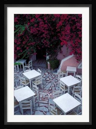 Framed Restaurant Patio, Santorini, Greece Print