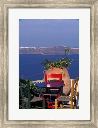 Framed Terrace with Sea View, Santorini, Greece Print