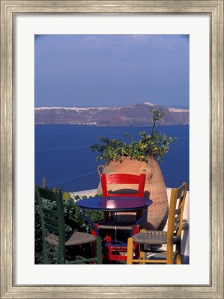Framed Terrace with Sea View, Santorini, Greece Print