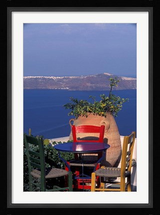 Framed Terrace with Sea View, Santorini, Greece Print