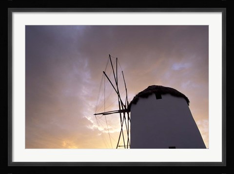 Framed Windmill at Sunrise, Mykonos, Greece Print