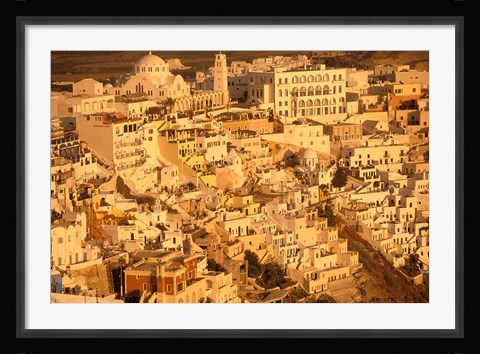 Framed View of Thira at Sunset, Santorini, Cyclades Islands, Greece Print