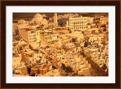 Framed View of Thira at Sunset, Santorini, Cyclades Islands, Greece Print