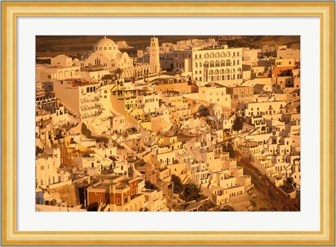 Framed View of Thira at Sunset, Santorini, Cyclades Islands, Greece Print