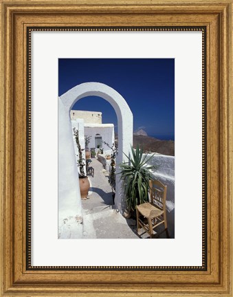 Framed Chora Houses, Blue Aegean Sea, and Agave Tree, Cyclades Islands, Greece Print