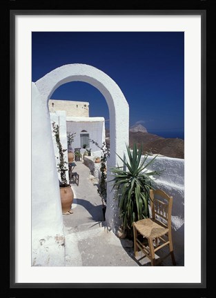 Framed Chora Houses, Blue Aegean Sea, and Agave Tree, Cyclades Islands, Greece Print