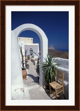 Framed Chora Houses, Blue Aegean Sea, and Agave Tree, Cyclades Islands, Greece Print