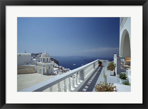 Framed Thira and the Caldera, Santorini, Cyclades Islands, Greece Print