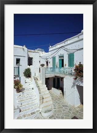 Framed Stairs, Houses and Decorations of Chora, Cyclades Islands, Greece Print