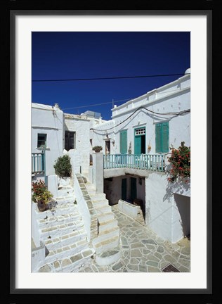 Framed Stairs, Houses and Decorations of Chora, Cyclades Islands, Greece Print