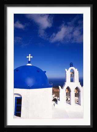 Framed White Orthodox Church of Oia Santorini, Greece Print