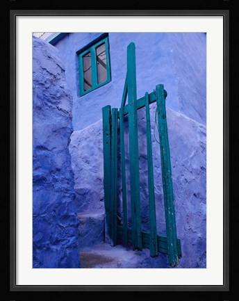 Framed Green Gate on Kalymnos Island, Dodecanese Islands, Greece Print