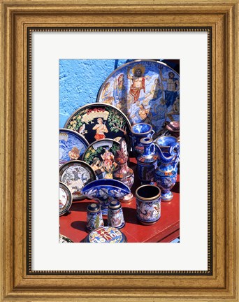 Framed Artwork and Plates of Artists, Athens, Greece Print