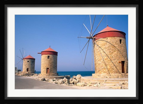 Framed Old Windmills of Rhodes, Greece Print